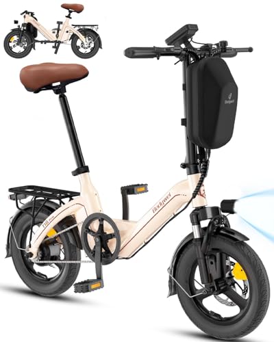 Bodywel T16PRO Mini E Bike 14 Zoll klapprad Elektrofahrrad 250W 36V/10Ah Akku mit APP Funk für Herren Damen,Reichweite Max 45 km (Rosa)