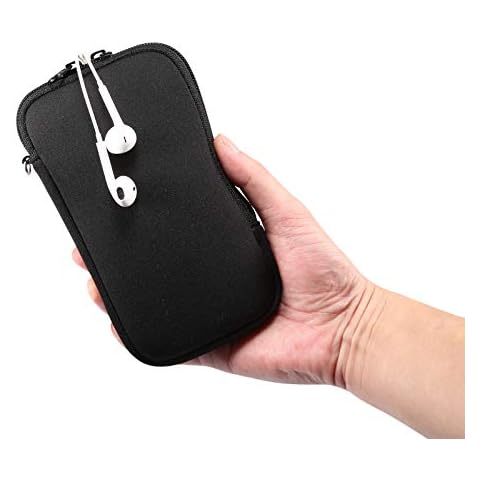 Zippered Neoprene Cell Phone Sleeve Mesh Pocket Pouch for iPhone 13 Pro Max / 12 Pro Max / 11 Pro Max XS Max Google Pixel 6 4 XL 3a XL OnePlus 9 Pro OnePlus 8 / 8T Nord 2 (Black) Cover