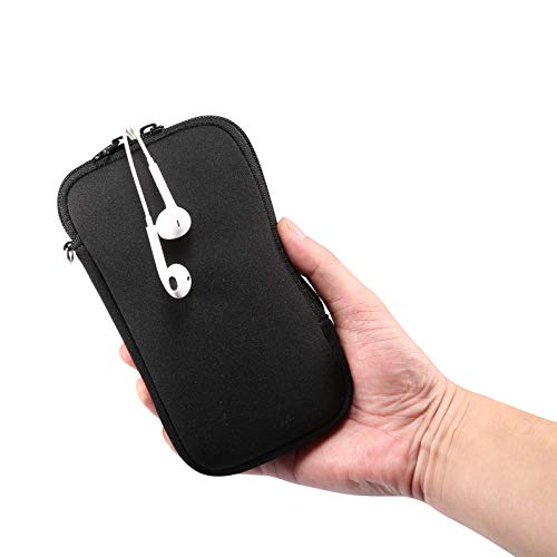 Jlyifan Neoprene Small Size Cell Phone Sleeve, Zip Wallet Pouch with Neck Strap for iPhone 17, 16, 16e, 15 14 Pro, iPhone 13 12 Pro iPhone 13 12 Mini 11 Pro iPhone SE 3rd G iPhone X XS (Black) by Jlyifan - Image 7