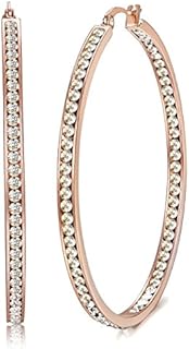 Adramata Hoop Earrings for Women Girls Hypoallergenic Stainless Steel 40/50/60mm Large Hoops Sparkly Cubic Zirconia Simulated Diamond Earrings Gold/Rose Gold/Silver Hoops Earrings for Women