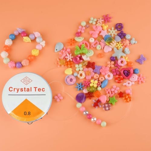 Image of Crafts Stretchy Clear White Elastic String Cord for Thread, Cord Necklace Jewelry Making Bracelet Beads Thread Making Invisible Thread Decoration(0.8mm) Each 10mm (Pack of 1)