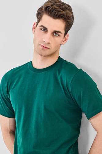 Image of SNITCH Men T-Shirt | Minimalist Regular Fit & Short Sleeve Styling | 100% Breathable Cotton Casual Wear T-Shirt & Durable Knit Plain Weave Everyday Summer Essential
