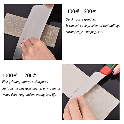 4 Piece Diamond Sharpening Stone Set, Honeycomb Surface Whetstone With Non-Slip Base, Diamond Sharpening Plate Knife Sharpener Stone, Diamond Stones For Kitchen Dull Knives (400/600/1000/1200 Grit) #TOP5
