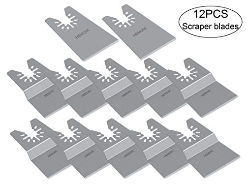 Oscillating tool scraper blades set, include oscillating rigid scraper blade 10pcs, flexible multitool scraper blades 2pcs, universal fit oscillating multitool scraper blades for carpet tile adhesives