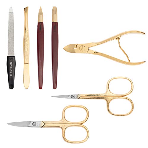 nippes Solingen Premium Line Maniküre Set Croco, 7-teilig, Vernickelt und vergoldet, Vergoldetes Nagelpflege Set… – Bild 5