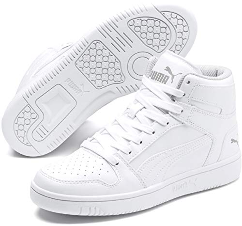 Image of Puma Kid's Rebound Layup Shoe, Puma White-Puma Black-Gray Violet, 6 M US Big Kid