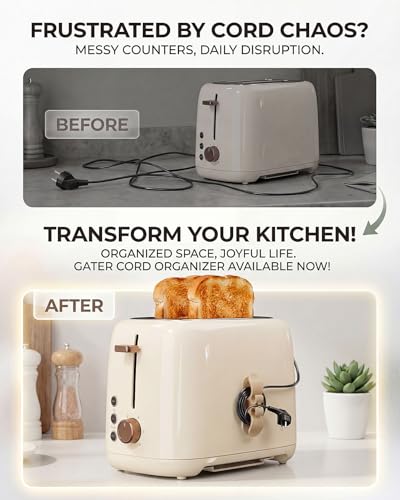 Image of 6 PCS Cord Organizer for Appliances, Upgraded Kitchen Appliance Cord Organizer Stick On Appliance Wire Organizer Wire Keeper for Kitchen Appliances Mixers, Coffee Maker, Pressure Cooker, Toasters