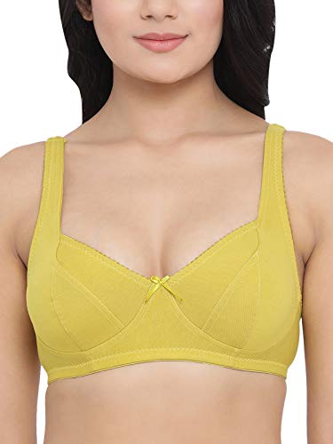 Image of Clovia Women's Cotton Non-Padded Non-Wired Bra in Mustard Yellow - Cotton in Yellow
