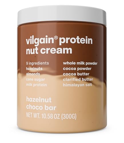 Vilgain Cheat Spread 300 g – 100% natürlich, proteinreich, cremig, ohne Palmöl, glutenfrei, ohne Zuckerzusatz, Desserts & Fitness-Lifestyle (300g, Schokoriegel mit haselnusscreme)