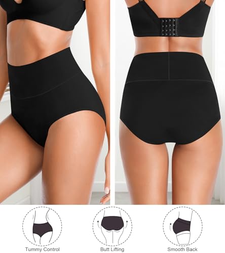 OLIKEME Womens High Waisted Underwear Tummy Control Cotton Full Coverage Ladies Panties Soft Stretch Briefs2