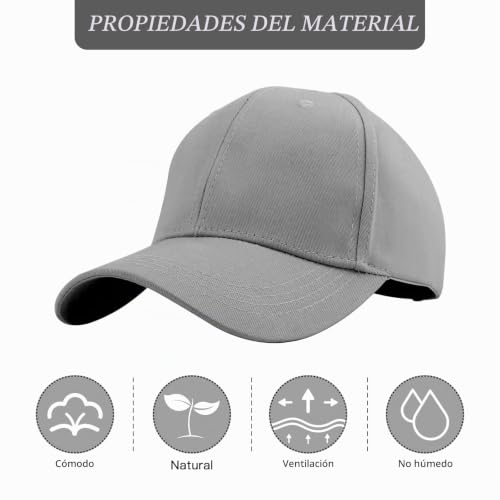 Miniatura 5 de Baynetin Gorra De Béisbol Para Mujer, Cola De Caballo Gorra Béisbol, Unisex Clásico Sol Visera Sombrero Exterior Ajustable Gris