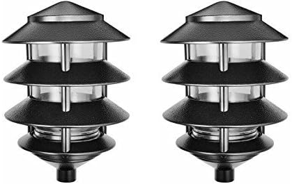 RAB Lighting LL22B Incandescent 4 Tier Lawn Light, A-19 Type, 100W Power, 1650 Lumens, 120VAC, Black (Pack of 2)