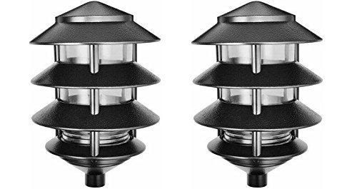 RAB Lighting LL22B Incandescent 4 Tier Lawn Light, A-19 Type, 100W Power, 1650 Lumens, 120VAC, Black (Pack of 2)