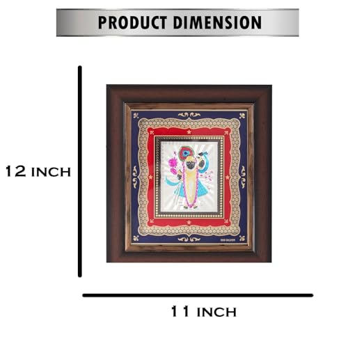 SHIJPIK 999 Pure Silver 12x11 inch Shri Nathji Frame for Decor, God Frame in Silver, Perfect for Gifting or Storing in The Pooja Room, Office, or Home