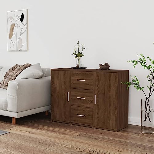 Frdhee Vitrina de cocina, aparador, aspecto de roble marrón, 91 x 29,5 x 65 cm, material de madera para cocina, salón, pasillo, entrada