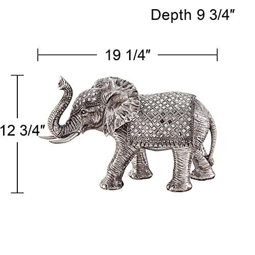 Studio 55D Walking Elephant 12 3/4" High Silver Statue #TOP3