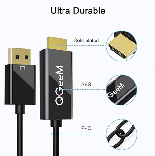 Image of INICIO DisplayPort To HDMI Cable 1.8m [ 1080p@60Hz ] DP to HDMI Male 1080p Uni-Directional Cord For Dell, Monitor, Projector, Desktop, AMD, NVIDIA, Lenovo, HP, ThinkPad