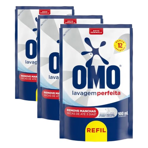 OMO Sabão Líquido Refil Omo Lavagem Perfeita Refil 900Ml (Embalagem com 3)