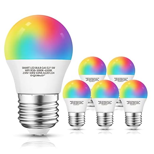 Aigostar 5 pezzi lampadina led smart G45 E27 attacco grande 5W.