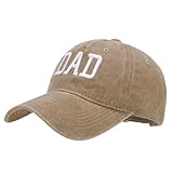 Agturber Mom and Dad Hats Fathers Day Embroidered Adjustable Baseball Cap New Parents Gift for Couples(Dad,Khaki)