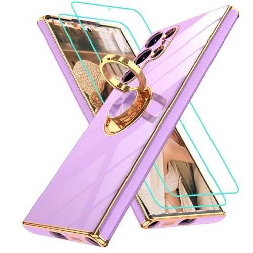 Coque antichoc Samsung S22 Ultra souple avec anneau rotatif et films HD