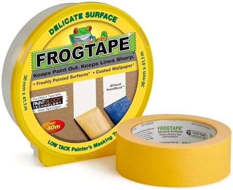 Frog Tape Yellow Delicate Surface Painters Masking Tape 36mm x 41.1m. Indoor painting and decorating for sharp lines and no paint bleed