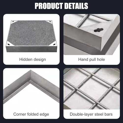 Cubierta invisible para tanque séptico con cámara de inspección electrónica para pavimentación al aire libre y diseño seguro para un fácil acceso y mantenimiento, ideal para paisajismo