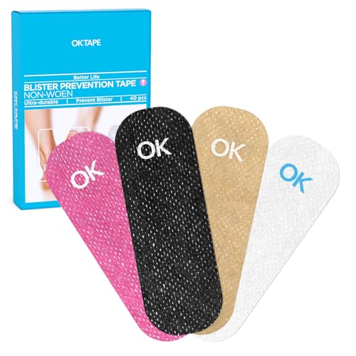 Image of OK TAPE Pre-Cut Blister Bandages for feet | Blister Prevention Tape for Feet, Fingers, Toes | 1.2in x 3.5in,Mixed Color，40PCS