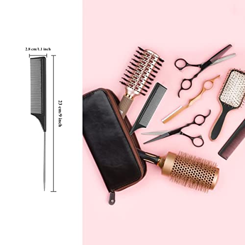 2 Pack Tail Comb, Carbon Fiber Stainless Steel Pintail and Heat Resistant Rat Teasing Comb for Daughter Women, Black - Image 3