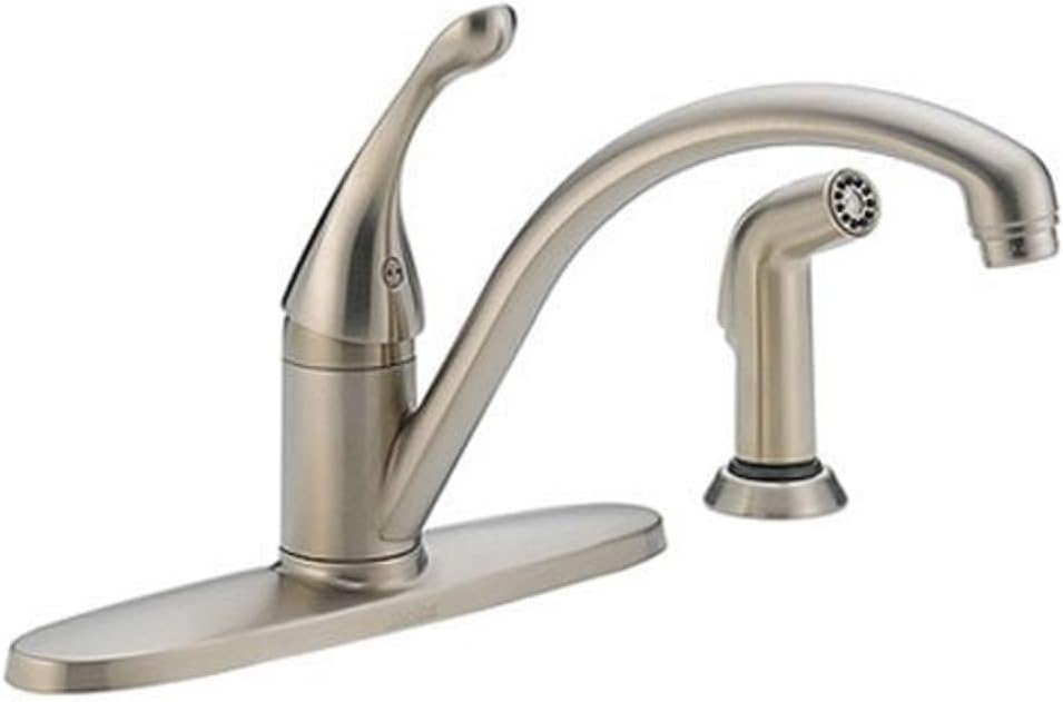 Delta Faucet Collins Single-Handle Kitchen Sink Faucet with Side Sprayer in Matching Finish, Stainless 440-SS-DST