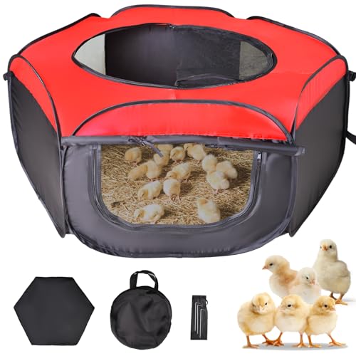 Tetuga Brooder Box for Chick Starter Kit - Brooder Pen/Chicken Supplies Brooder Box with Ideal Size Brooding Up to 15 Chick Duck and Quail(Red)