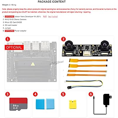 مجموعة ملحقات مطوري Jetson Nano للكمبيوتر الصغير القوي AI Development Board + IMX219-83 وحدة استشعار الكاميرا المجهرية 8 ميجابيكسل بطاقة صغيرة 64 جيجابايت ومحول طاقة القارئXYGStudy (AcceD)