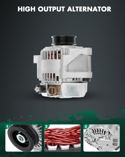 Image of SCITOO Alternators 11203 Compatible Fit for Toyota Auto and Light Truck Yaris 2006 2007 2008 2009 2010 2011 2012 2013 2014 2015 1.5L 12V 80Amp CW 4-Groove Pulley 11203 11505 104210-8180 27060-21150