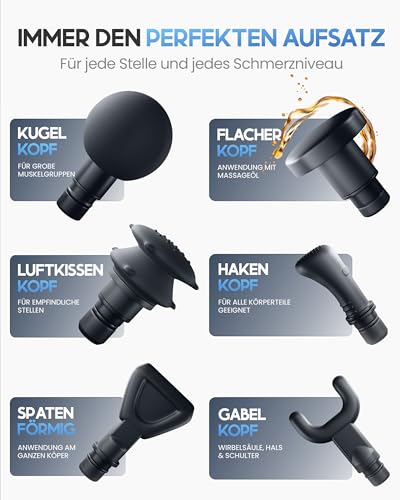 HELDENWERK Massagepistole inkl. 6 Massageköpfen & 3200 U/min I Muskel Massage-Gun mit USB-C Anschluss I Muskel Massagegerät, Massagegun, Muskelmassagepistole, Muskelpistole (Grau) 2