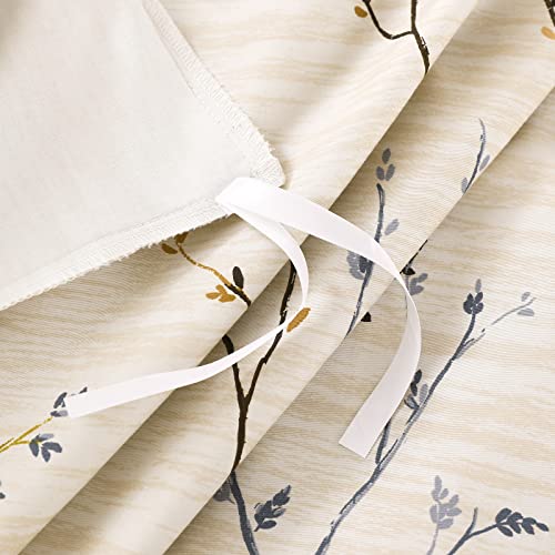 Homebox Cotton Duvet Cover Set - 100% Egyptian Cotton Cream Branch Print Bedding Set King Size - 1200 Thread Count Breathable And Textured Duvet Cover Set For All Seasons(King, 90X104'') #TOP6