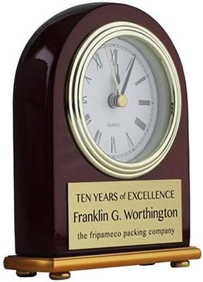 Personalized Retirement Anniversary or Milestone Event Clock - Include Your Custom Text Photo Logo or Clipart (5 x 4" Round Top, Rosewood)