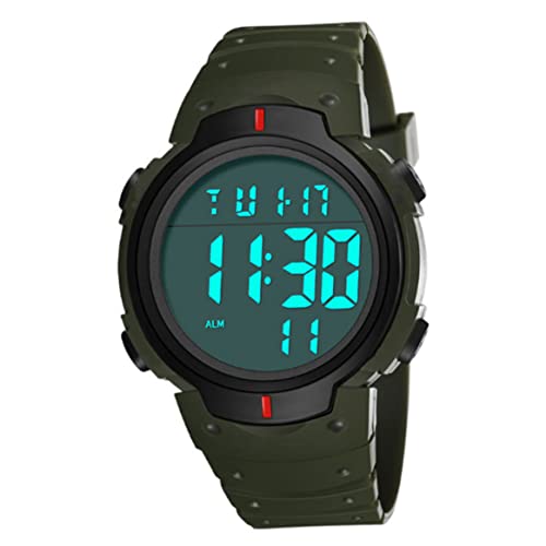 Montre-bracelet numérique LED étanche du chronomètre électronique Luminal Easy Read Sports Watch Green pour usage domestique Cover