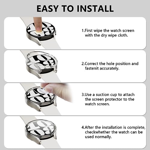 RiYHM for Samsung Galaxy Watch 6 Classic Screen Protector 44mm, [5+5Pack] Hard PC Bumper & HD Anti-Fog Tempered Glass Protective Film, Face Cover Galaxy Watch 6 44mm Case for Women Men by RiYHM - Image 6
