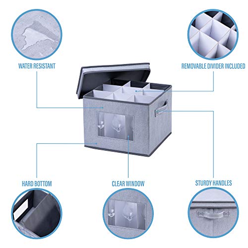 Veno Wine Glasses Storage Box W/ Lid, Handles, Stemware Transport And Protection, China Storage Containers, Glassware Moving Boxes, Packing Supplies, Cardboard Dividers For 9 Glasses #TOP2