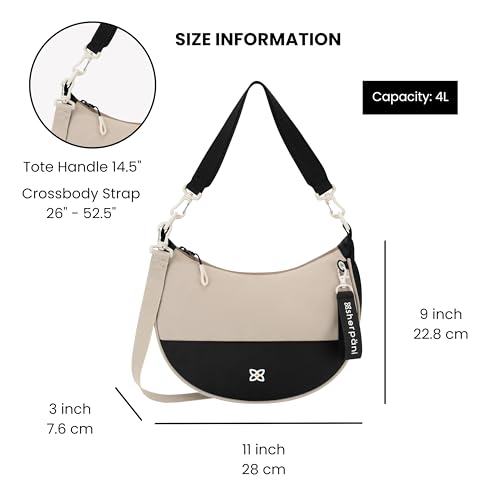 Image of Sherpani Mina, Medium Nylon Crescent Bag, Lightweight Half Moon Crossbody Bags, Fashionable Shoulder Bag, Travel Handbag