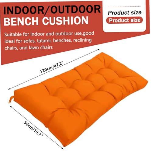 Coussin de banc 47x20 pouces orange imperméable pour meuble jardin