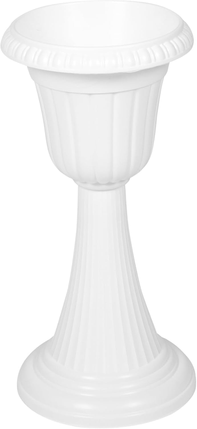 SUPVOX Vintage Roman Column Flower Pot for Garden and Porch Decorative Resin Planter for Pathway Lightweight Outdoor Urn Classic Design