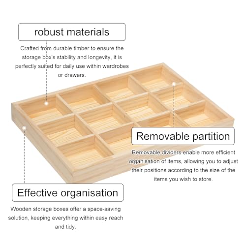 Boîte rangement bois massif 12 cases pour ne plus perdre vos petits objets - 6