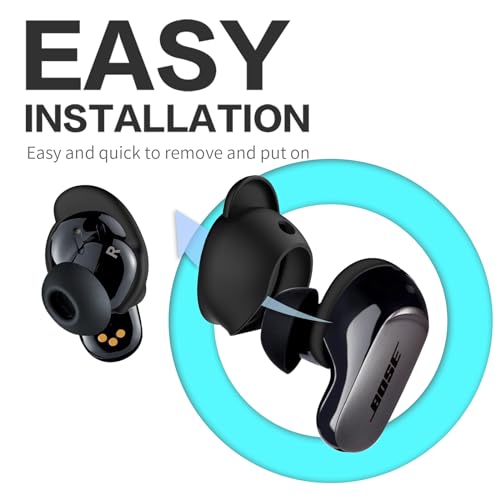 [3 Pairs] Ear Tips Covers for Bose QuietComfort Earbuds II&Bose QuietComfort Ultra Earbuds, WOFRO Anti Slip Silicone Sport Wingtip Anti Scratches Eartip Accessories (S/M/L)-Black