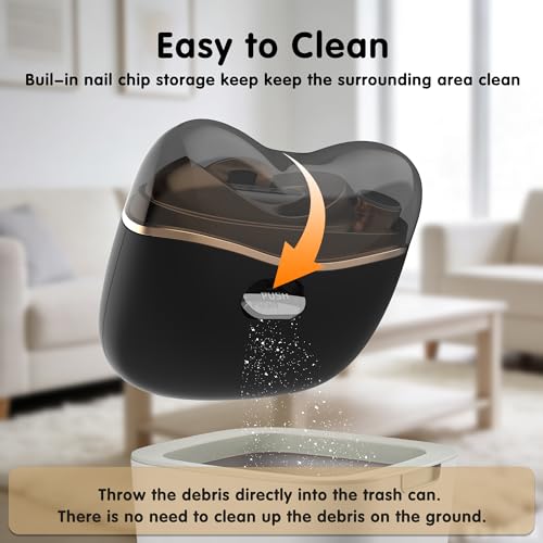 Bestkid Electric Nail File Baby with Polishing, 2-Speed Safety First Automatic Infant Nail Clipper with LED Light & Nail Craps Storage, Black Smart Finger Nail Trimmer for Kids Adults Caregivers
