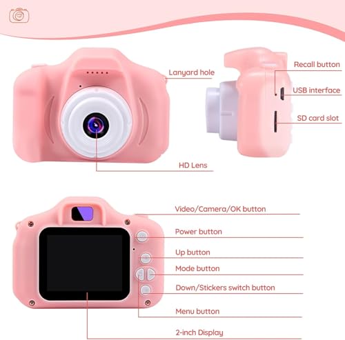 Image of Playpulse 1 Year Warranty Instant Digital Kids Camera - 13MP HD Photo & Video Camera Toy with Dual Lens, Selfie Mode, Games & Filters, Great Gift for Boys & Girls (Pink)