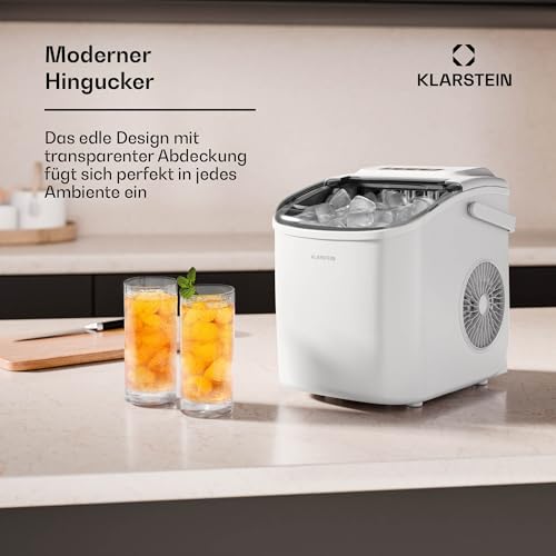 Klarstein Eiswürfelmaschine - 12kg/24h, 2 Größen, 1,3L Wassertank, LED-Anzeigen, transparenter Deckel, tragbar, Eiswürfelbereiter für Partys/Gartenfeste – Bild 6