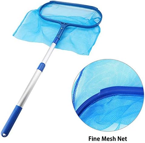 IronBuddy Pool Skimmer Deep Net with 17"- 41" Telescopic Pole, Mesh Pool Leaf Skimmer Rake Net for Inground/Above Ground Swimming Pool Hot Tub Spa Pond, Pool Cleaning Net