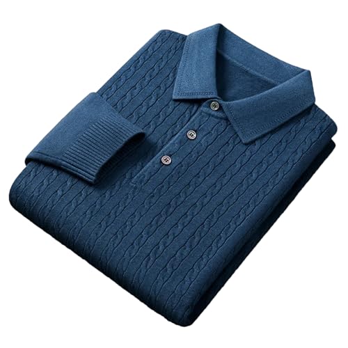 Yeuyyben Men's Long Sleeved Sweater Soft Thickened Lapel Knitting Men's Autumn Winter Pullover Sweater