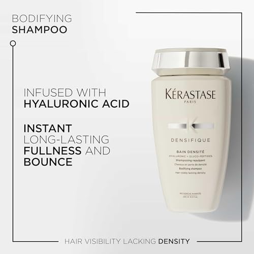Kérastase Densifique Shampooing, Bain Densité, Épaisseur & Renforcer le shampooing, supprime le build-Up & Additionne du brillant, avec de l'acide hyaluronique, pour les cheveux fins ou fins ou minces